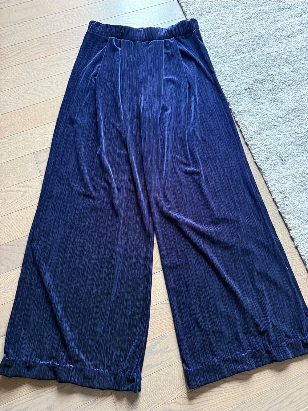 Wide Leg Navy Pleated Palazzo Pants